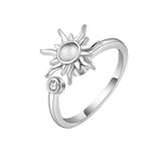 Anti Stress Anxiety Fidget Rings for Women Stainless Steel Sunflower Sun Star Spinner Ring Christmas Jewelry Gifts Dropshipping