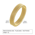 Set of 2 Stacking Ring for WomenStainless Steel 2mm Thin Gold Color Dome Shap Minimalist Jewelry