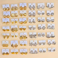 6/8/12/24/36/48Pairs Fashion Stainless Steel Earrings For Women Mix Style Trendy Heart Flowers Shell Daily Jewelry Party Gifts