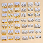 6/8/12/24/36/48Pairs Fashion Stainless Steel Earrings For Women Mix Style Trendy Heart Flowers Shell Daily Jewelry Party Gifts