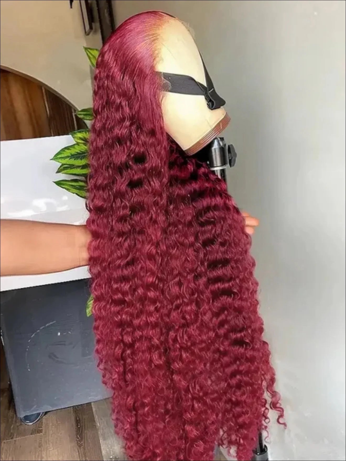 Red Burgundy 99J Color Deep Wave 13X4X1 HD Full Lace Front Wigs Preplucked With Baby Hair Wedding Cosplay Heat Resistant Fiber