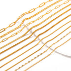 5pc 18K Gold Color PVD Plated Stainless Steel Cuba Cross O Ripple Twisted Chain Necklace Adjustable Chain DIY Necklace Wholesale