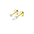 2PCS/Set Stainless Steel Gold Flower Cross Stud Earrings for Women Cute Mini Pearl Earrings Tragus Cartilage Piercing Jewelry