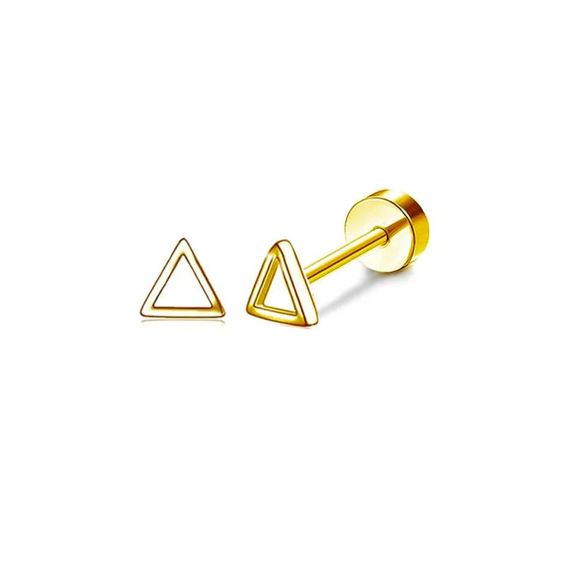 2PCS/Set Stainless Steel Gold Flower Cross Stud Earrings for Women Cute Mini Pearl Earrings Tragus Cartilage Piercing Jewelry