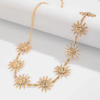 Fashion Vintage Sun Flower Smiley Face Metal Waist Chain for Women Summer Beach Body Chain Gold Plated Belt Female Jewelry