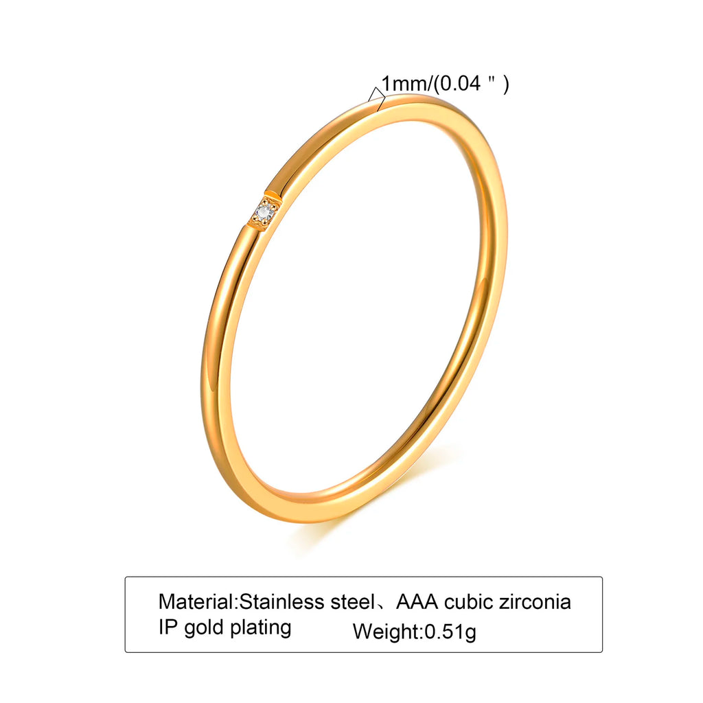 Set of 2 Stacking Ring for WomenStainless Steel 2mm Thin Gold Color Dome Shap Minimalist Jewelry