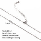 5pc 18K Gold Color PVD Plated Stainless Steel Cuba Cross O Ripple Twisted Chain Necklace Adjustable Chain DIY Necklace Wholesale