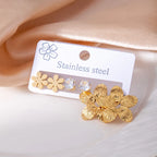 ANENJERY 316L Stainless Steel Flower Heart Butterfly Bowknot Earrings For Women Personality Fashion Vintage Jewelry Wholesale