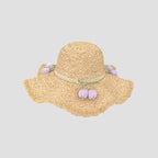 Flower rose decoration raffia straw hat for women summer large brim sun hat seaside atmosphere elegant wedding hat