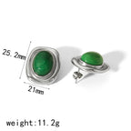 New Products Statement Nature Stone Tiger-eye Earrings Waterproof Gold Plated Stainless Steel Pearl Stud Earrings for Women