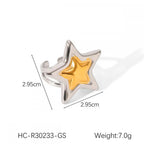 Y2K Star Open Ring for Women Gold Plated Hypoallergenic Adjustable Stainless Steel Fashion Party Jewelry Valentine's Day Gifts