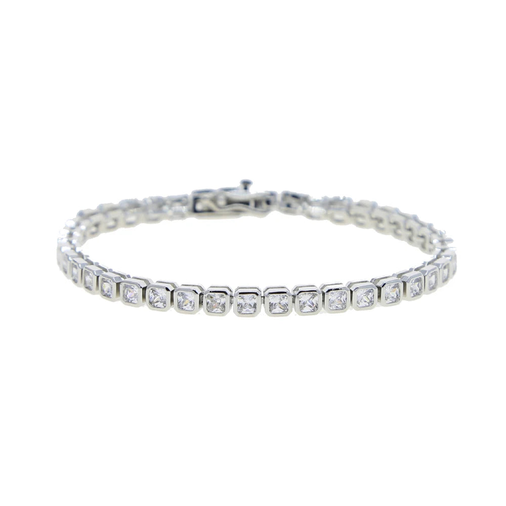 Geometric CZ Bezel Tennis Bracelet For Women Girl Classic Fashion High Quality 5A Cubic Zirconia Jewelry