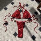 Sexy Shiny Pearl Bikini Swimsuit Hot Sale Of The Season New Crossbody Swimwear Elegant Luminous Design Attractive Female Underwe