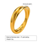 Set of 2 Stacking Ring for WomenStainless Steel 2mm Thin Gold Color Dome Shap Minimalist Jewelry