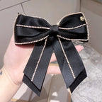 Korean Velvet Bow Hair Pins Fabric Rhinestone Pearl Hair Clips for Women Luxulry Jewelry Spring Clip Gils Hair Accessories