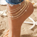 5Pcs Vintage Aesthetics Heart Chain Anklets Fashion Creative Airplane Chain Foot Chain Women's Boho Summer Beach Foot Jewelry