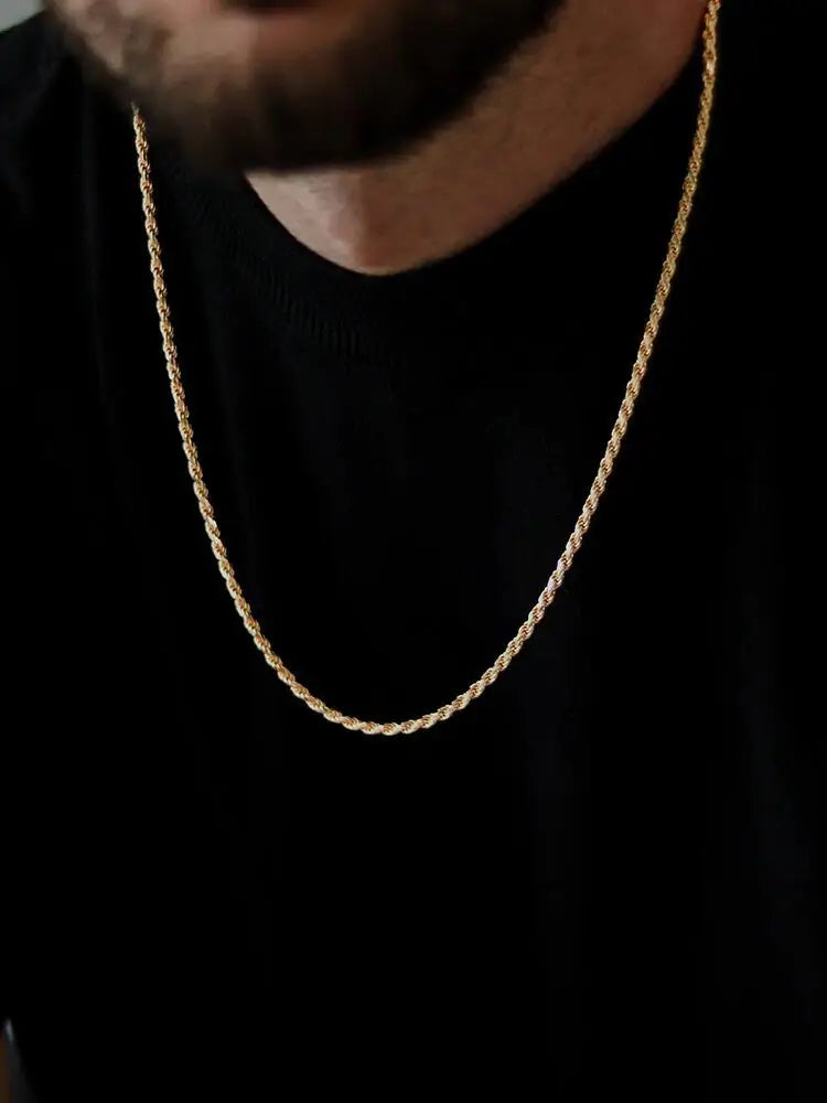 Vct 4Mm/6Mm/8Mm/10Mm Rope Chain Bracelet and Pendant Necklace for Men and Women 14K Gold Plated Jewelry Wholesale Free Shipping