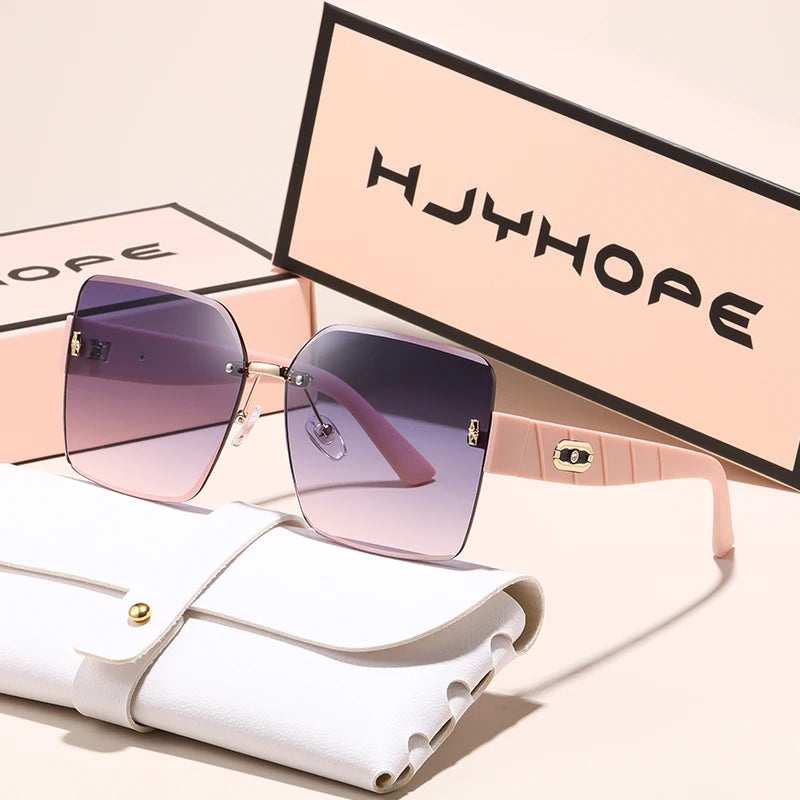 HJYHOPE Small Fresh Square Rimless Sunglasses Women Men High Quality Brand Sun Glasses Beach Party Male Female Glasses UV400