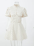Polka Dot Halter Mini Dress Women Fashion Backless Sleeveless Off-shoulder Hollow Out Slim Short Vestidos 2026 Lady Party Gown