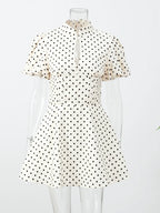 Polka Dot Halter Mini Dress Women Fashion Backless Sleeveless Off-shoulder Hollow Out Slim Short Vestidos 2026 Lady Party Gown