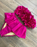 3D Flower Bikini Set Brazilian Biquini Low Waist Swimwear Push Up SwimSuit Women Solid Swimwear Sexy Beach Wear Female