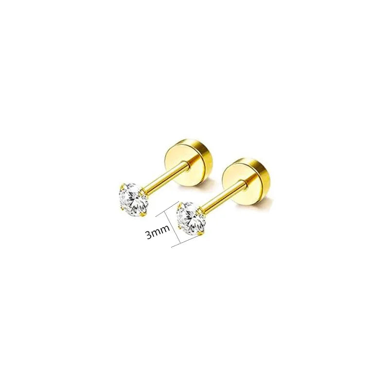 2PCS/Set Stainless Steel Gold Flower Cross Stud Earrings for Women Cute Mini Pearl Earrings Tragus Cartilage Piercing Jewelry