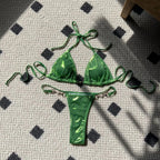 Sexy Shiny Pearl Bikini Swimsuit Hot Sale Of The Season New Crossbody Swimwear Elegant Luminous Design Attractive Female Underwe