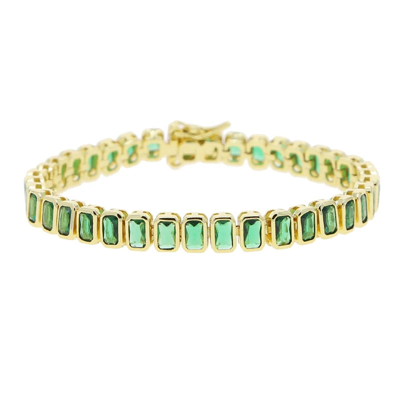 Geometric CZ Bezel Tennis Bracelet For Women Girl Classic Fashion High Quality 5A Cubic Zirconia Jewelry
