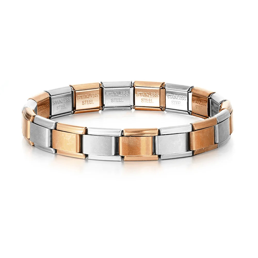 GEMOSA 9mm Width Italian Charm Bracelet Fashion Stainless Steel Bangle Elastic Link Chain High Quality Factory DIY