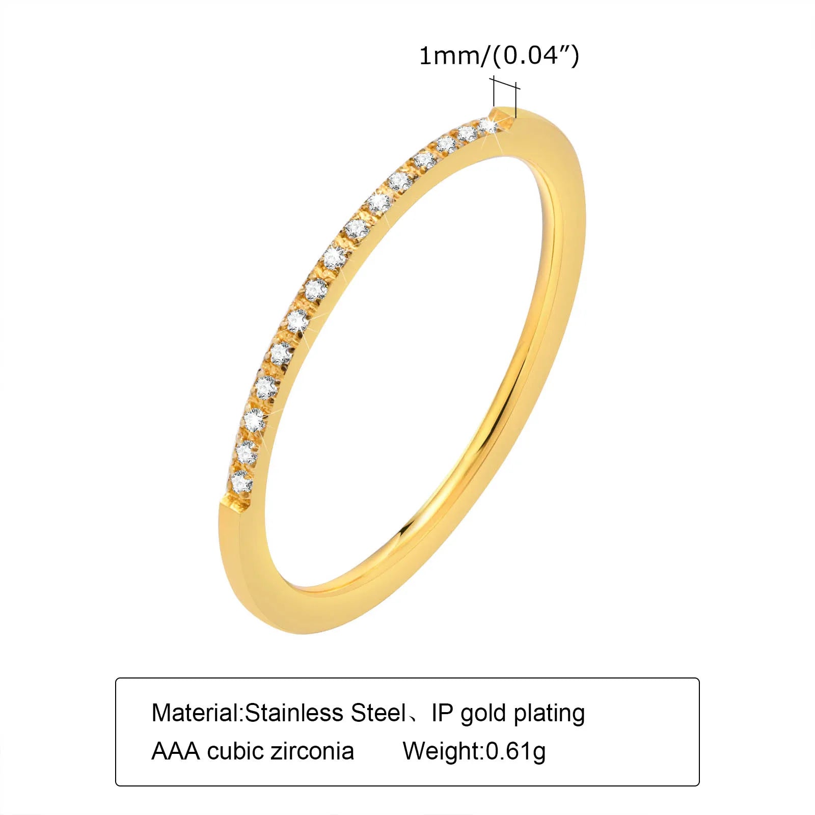 Set of 2 Stacking Ring for WomenStainless Steel 2mm Thin Gold Color Dome Shap Minimalist Jewelry