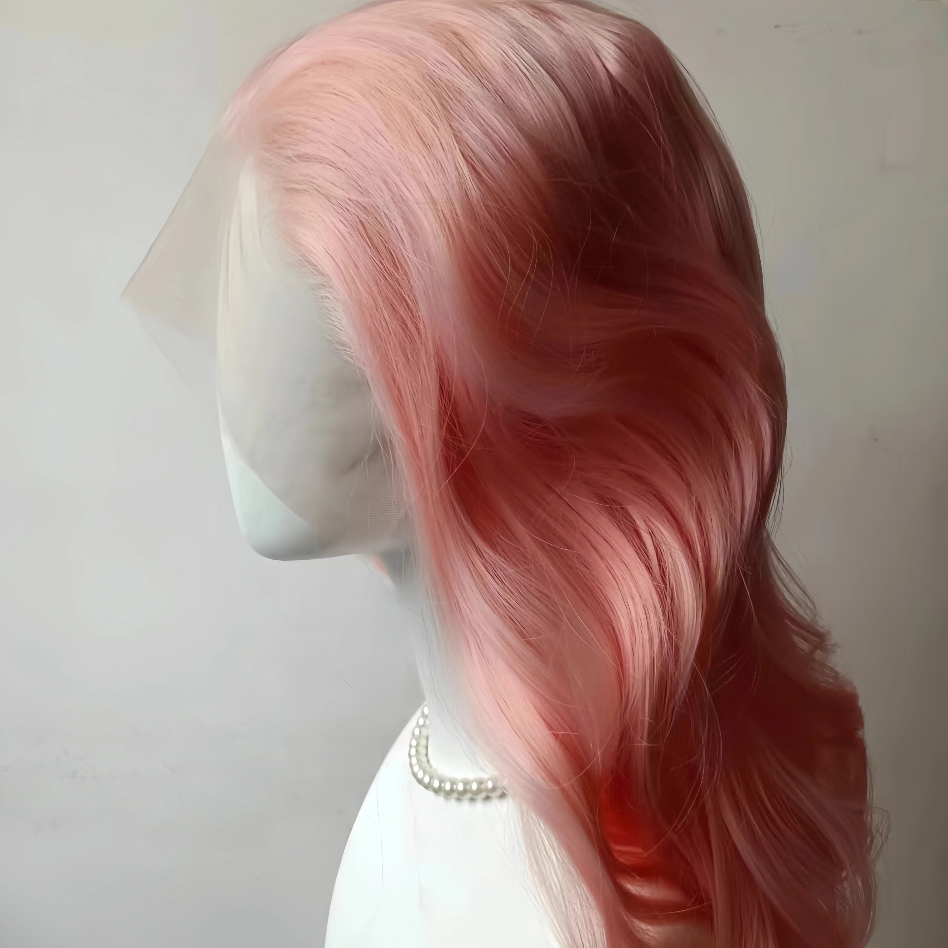 13x4 Lace Front Wig Pink Lolita Long Wavy Hair Wig for Women High Temperature Fibers Synthetic Lace Wigs Wear and Go Cosplay
