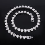 ZAKOL 45CM New Hip Hop Tennis Chain Bracelet Necklace Shiny Heart Rhinestone CZ Fashion Rock Party Jewelry Set