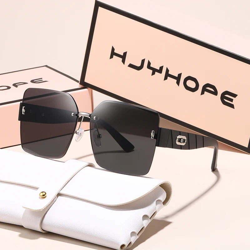 HJYHOPE Small Fresh Square Rimless Sunglasses Women Men High Quality Brand Sun Glasses Beach Party Male Female Glasses UV400