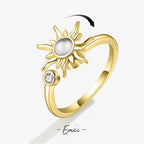 Anti Stress Anxiety Fidget Rings for Women Stainless Steel Sunflower Sun Star Spinner Ring Christmas Jewelry Gifts Dropshipping