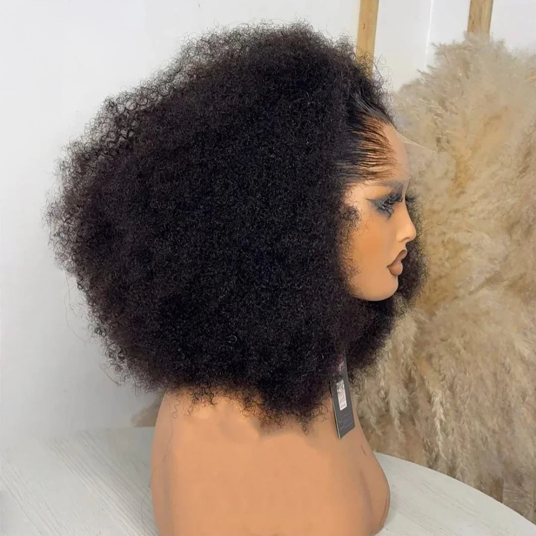 16inch Soft Preplucked Lace Front Wig 180densty Glueless Short Bob Kinky Curly Synthetic For Women With Baby Hair Daily