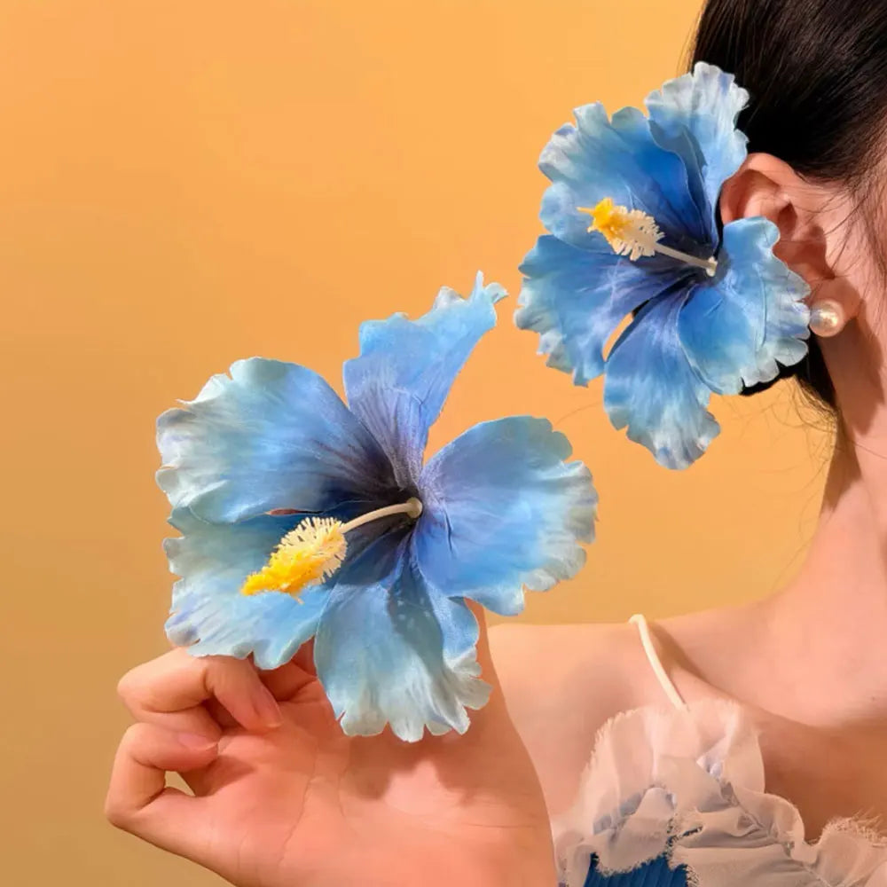 Hibiscus Flower Hair Clip Tropical Hawaiian Style Hairpin Bohemian Beach Duckbill Clip Hair Accessories For Beach Vacation Party
