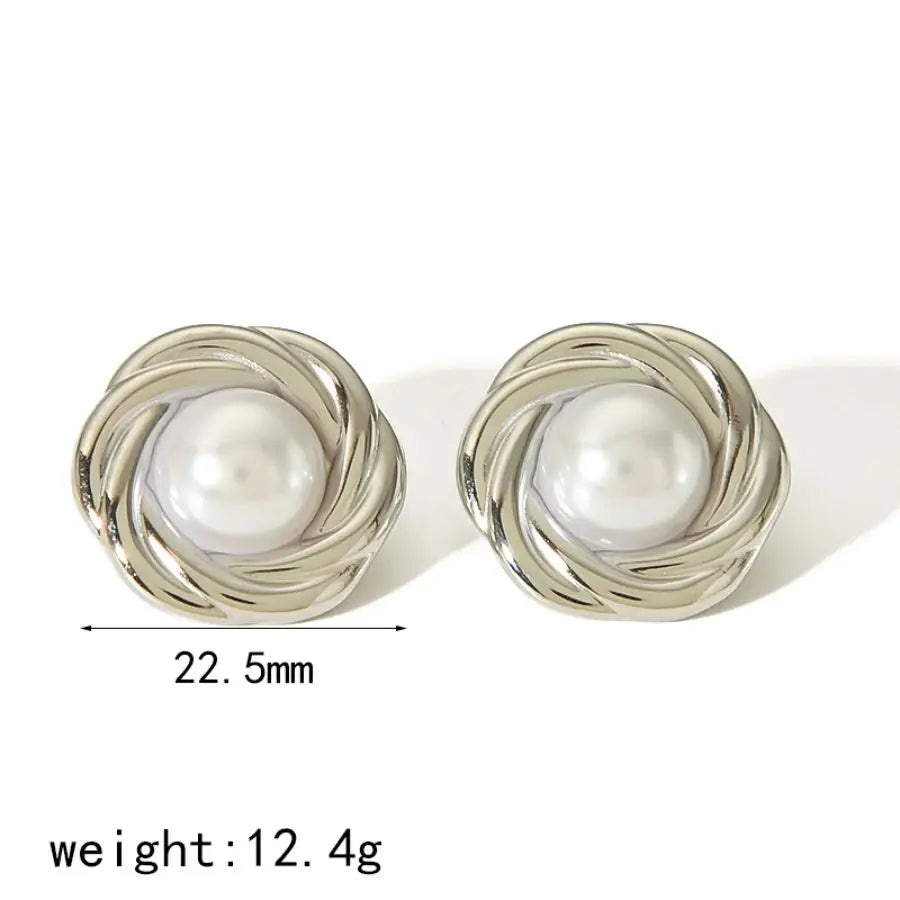 New Products Statement Nature Stone Tiger-eye Earrings Waterproof Gold Plated Stainless Steel Pearl Stud Earrings for Women