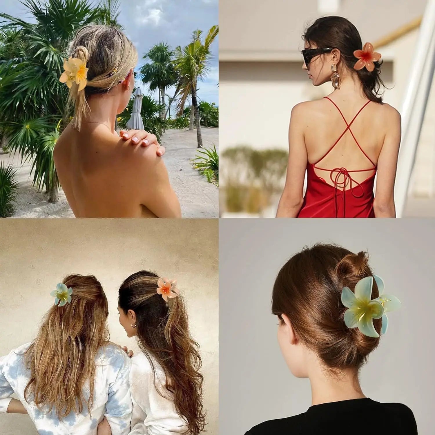 2026 New Vacation Egg Flower Hair Clips Hawaii Beach Claws Bohemian Hairpin for Girls Dopamine Y2k Hair Accessory