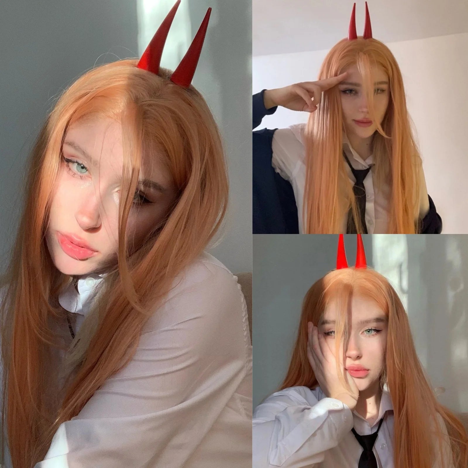 Long Silky Straight Wigs for Women Synthetic Lace Front Wig Light Orange Ginger Colored 13X4 Frontal Cosplay Wig for Daily Party