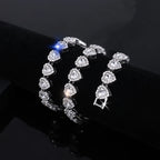 ZAKOL 45CM New Hip Hop Tennis Chain Bracelet Necklace Shiny Heart Rhinestone CZ Fashion Rock Party Jewelry Set