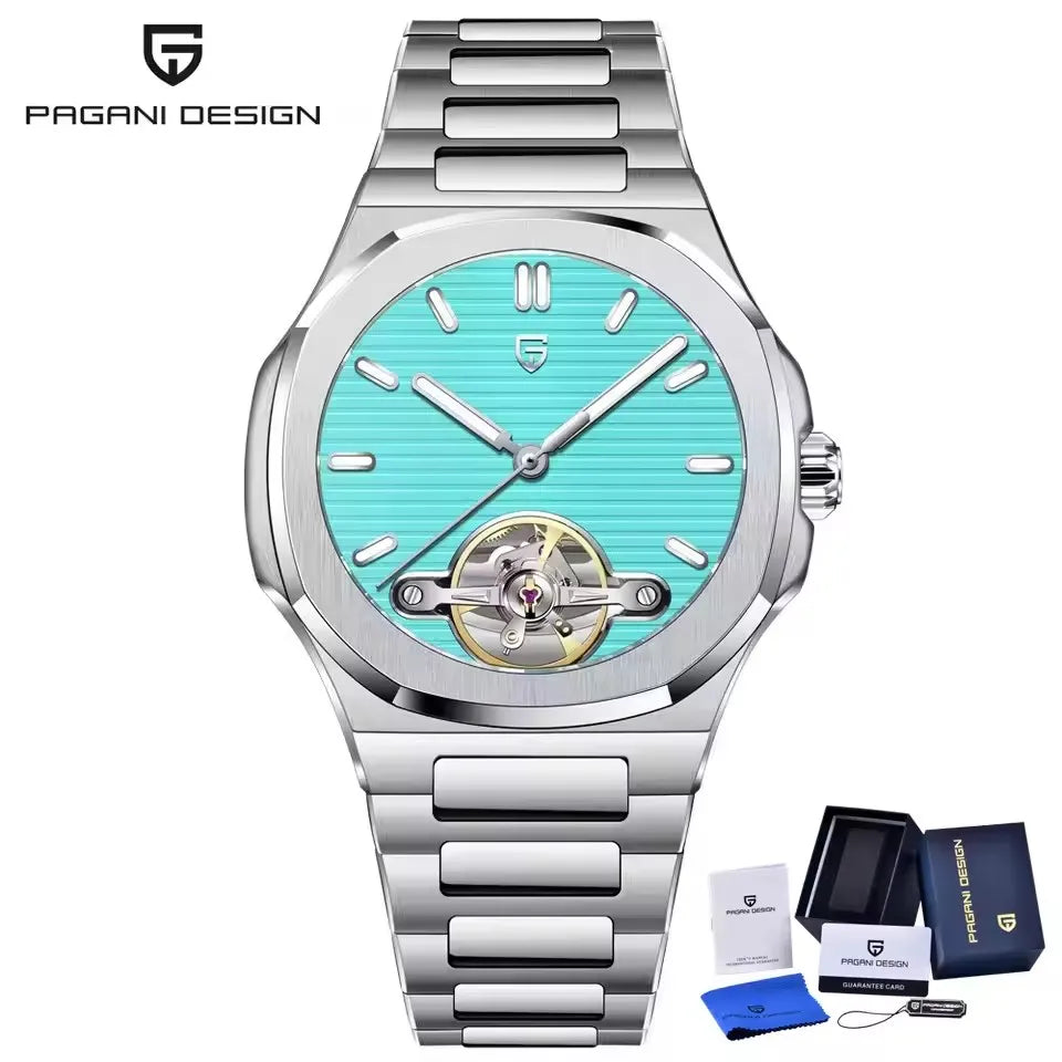 PAGANI DESIGN New Mechanical Hollow-Out Tourbillon Men Watch Sport Elegant Sapphire Waterproof Watch Japan Movt 316L Steel Clock