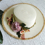 Flower rose decoration raffia straw hat for women summer large brim sun hat seaside atmosphere elegant wedding hat