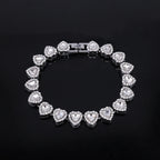 ZAKOL 45CM New Hip Hop Tennis Chain Bracelet Necklace Shiny Heart Rhinestone CZ Fashion Rock Party Jewelry Set