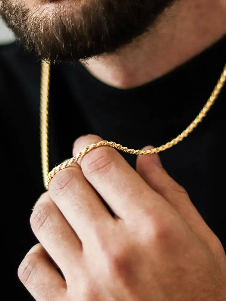 Vct 4Mm/6Mm/8Mm/10Mm Rope Chain Bracelet and Pendant Necklace for Men and Women 14K Gold Plated Jewelry Wholesale Free Shipping