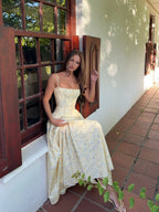 Suninheart Summer Clothes for Women Midi Elegant Dress 2025 New Arrivals White Floral Print Holiday Dress