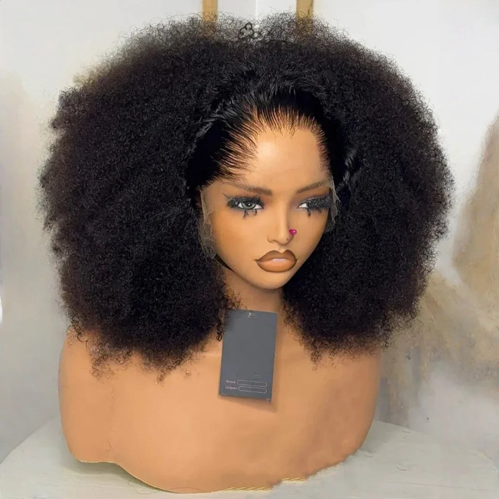 16inch Soft Preplucked Lace Front Wig 180densty Glueless Short Bob Kinky Curly Synthetic For Women With Baby Hair Daily
