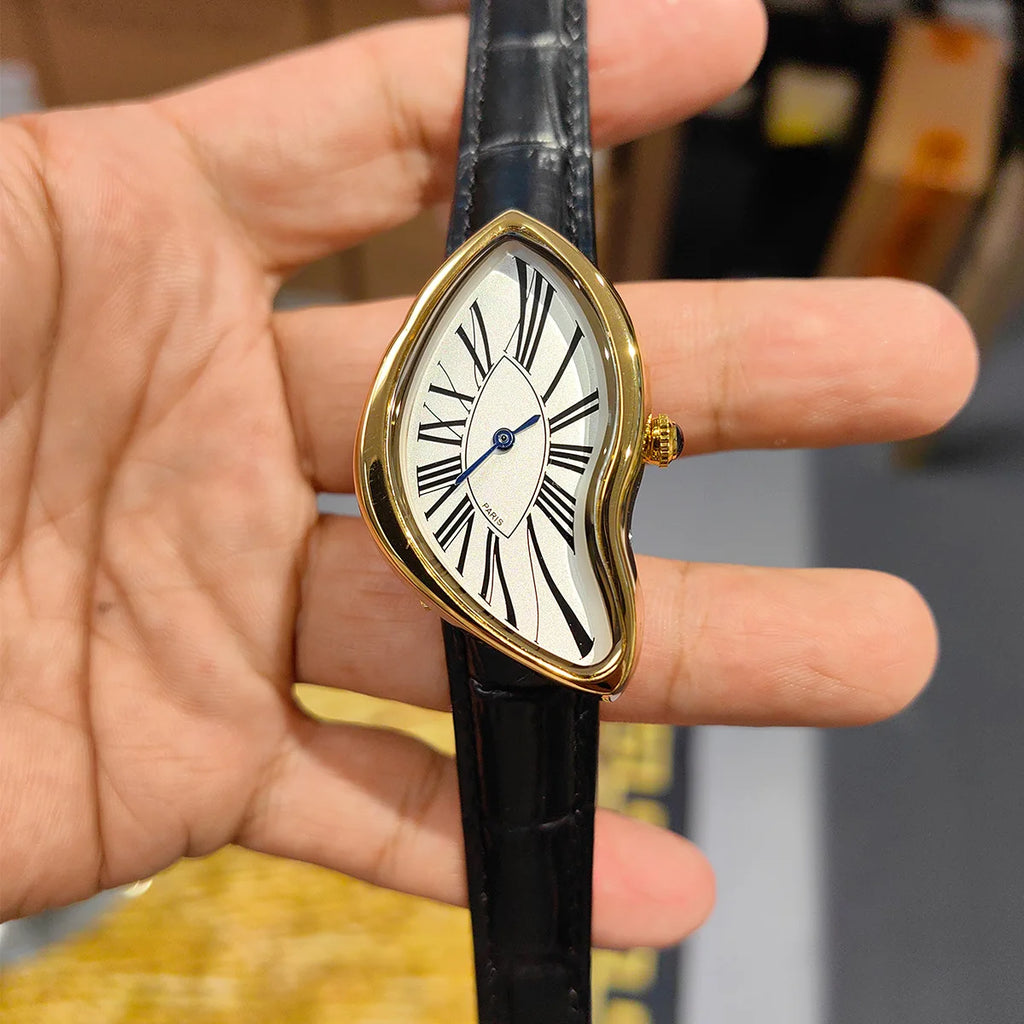 New Alien Crash Melt Twist Y2K Watches for Men and Women Fashion Leather Strap Waterproof Quartz Wristwatches Gift Drop Shipping