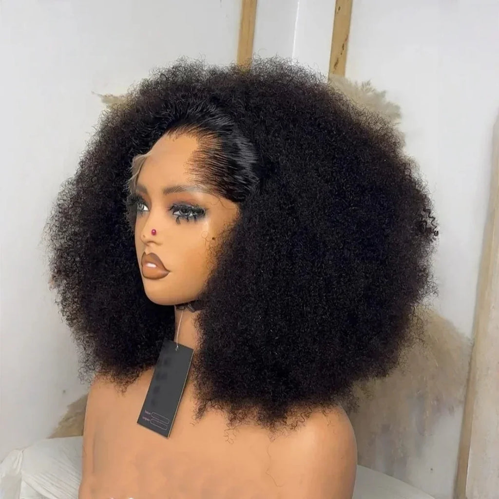 16inch Soft Preplucked Lace Front Wig 180densty Glueless Short Bob Kinky Curly Synthetic For Women With Baby Hair Daily