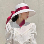 Summer hat new female sun hat folding beach hat big brim travel sunscreen Hepburn wind sun hat travel