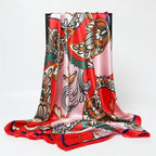 90CM Kerchief Silk Satin Four Seasons Square Beach Stoles Luxury Print Sunscreen Shawls Wraps Hijab Popular Bandana Accessores